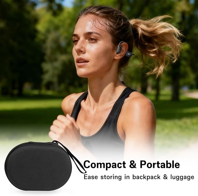 Hard Case for SHOKZ New OpenRun Pro 2/Pro 2 Mini/Open Run/OpenMove/OpenRun/OpenSwim Open-Ear Bone Conduction Sport Headphones Travel Bag, Black