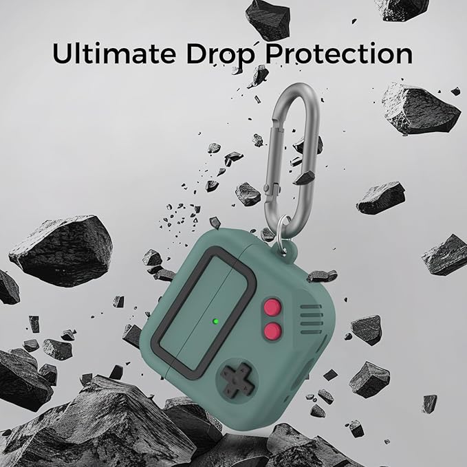 AirPods 4 Case, Silicone Game Design 2024 Case for Apple AirPods 4 Generation with Active Noise Cancellation, Cute Case Cover for AirPod 4 Gen for Women/Men (Pine Green)