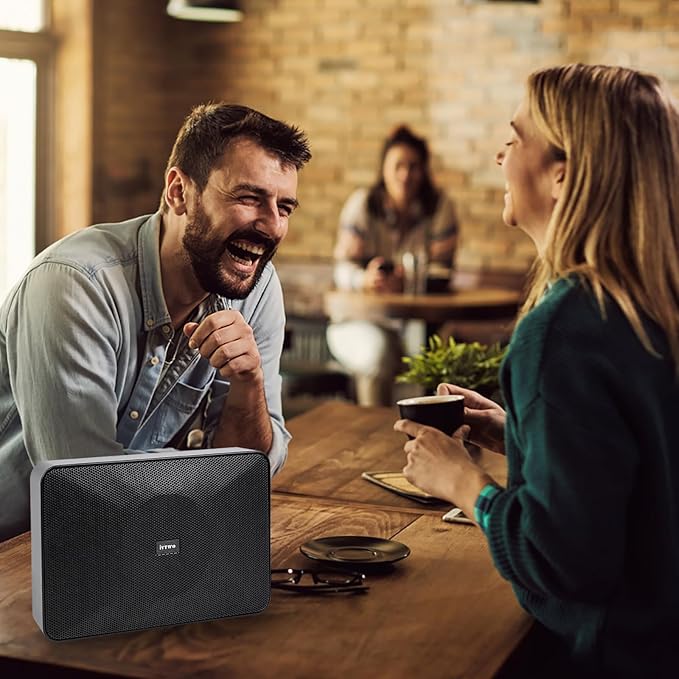 Bluetooth Speaker White 60W, with AUX3.5mm/USB Port for PC and TV, Speaker Can be Hung on The Wall, Suitable for Small Stores (Bluetooth Code/Pin:9898)