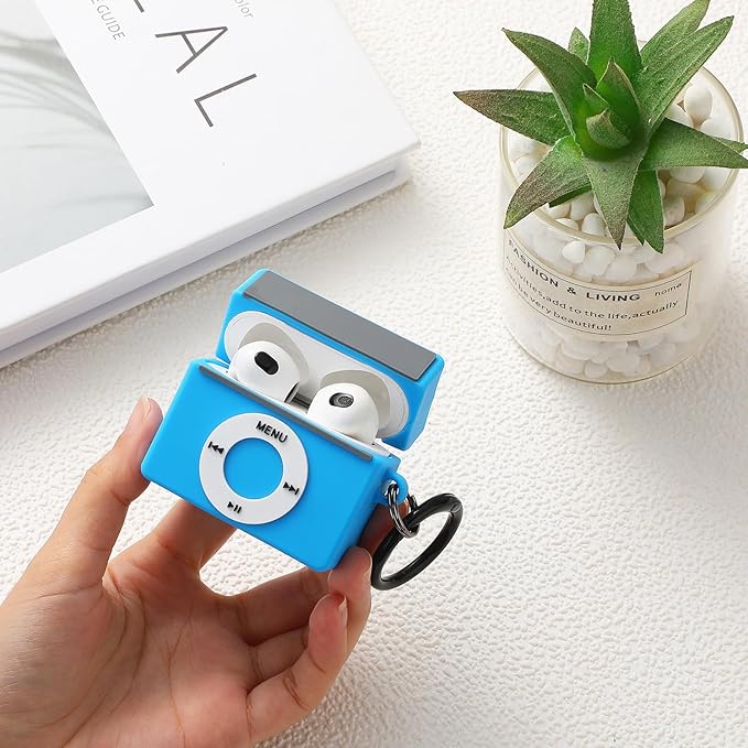 Maxjoy for Airpod 3rd Generation Case, Classic MP3 Design Kawaii Fun Cool Unique Stylish Case with Cleaner kit, Cute Soft Silicone Funny Air Pods Cases Cover for Airpods 3rd, Blue