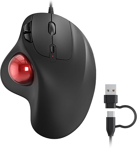 Nulea M509 Wired Trackball Mouse Ergonomic Thumb Control Type C USB