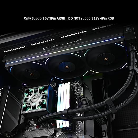 Hyper Vision 360 UB ARGB Black 360mm AIO CPU Liquid Cooler with 3.95" IPS LCD Screen, TL-UB36 2150RPM ARGB Fans, 27 dBA Quiet Cooling, Aluminum Radiator, for Intel LGA1700/1851 & AMD AM4/AM5