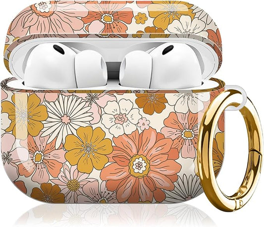 Compatible with AirPod Pro 3 (2025),Cute Case Cover for Women & Men, Full Protection Shockproof Hard Case with Keychain, Wireless Charging Case Accessories(Selenia Floral)