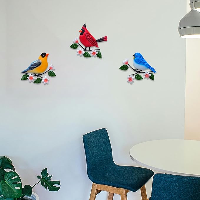 Metal Bird Wall Art Decor 3D Outdoor Sculpture Outdoor Hanging Decor Metal Wall Decor Suitable for Gardens Fence Patio Living Room Bedroom Yard Decor.