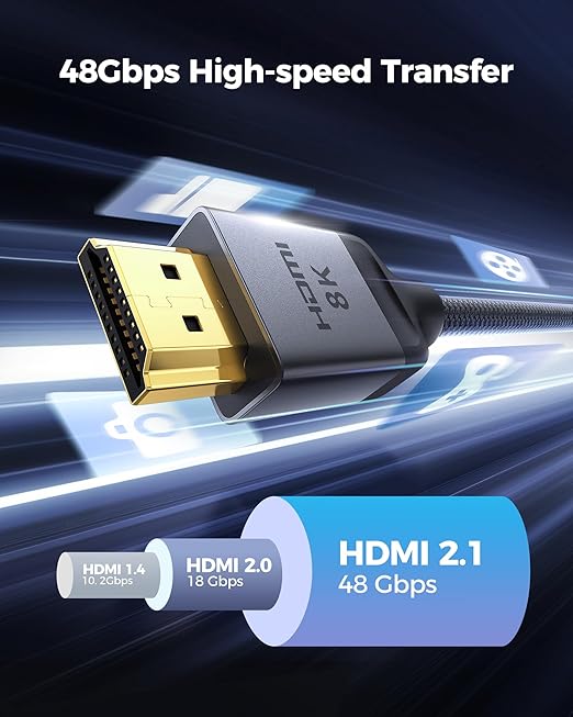 Silkland Certified HDMI 2.1 Cable, [4K@240Hz 144Hz 120Hz, 8K@60Hz] 1440P Ultra High Speed HDMI Cable 48Gbps (Upgrade Braided), HDR10+, eARC, HDCP 2.3, Compatible for Xbox/PS5/PS4/Roku TV-6.6ft