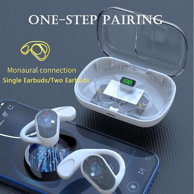 Purple Open Ear Bone Conduction Earbuds with Earhooks, Wireless Bluetooth, Sports Open Ear Headphones for Work, Running, Exercising, Gaming, Music, Travel