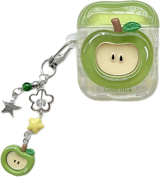 SGVAHY for AirPods Pro 3 Case with Keychain Cute 3D Green Apple Pattern Design Soft Silicone Cover for Women Girls Anti-Fall Shockproof Protective Case for AirPods Pro 3rd Generation