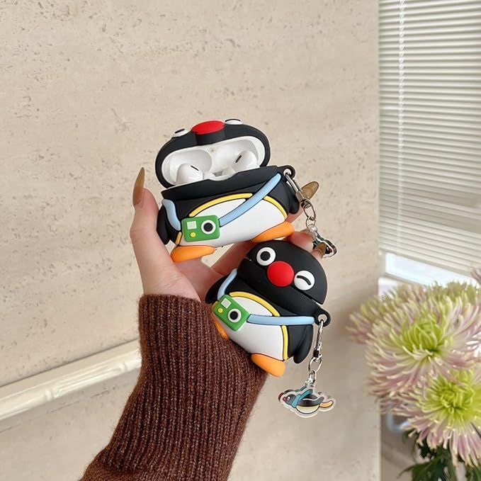 Case Compatible with Airpods 3, Cute Kawaii Camera Penguin Design Earbuds Cover, Kids Boys Girls Portable Accessories Soft Silicone Wireless Earphone Shockproof Protector for Gifts