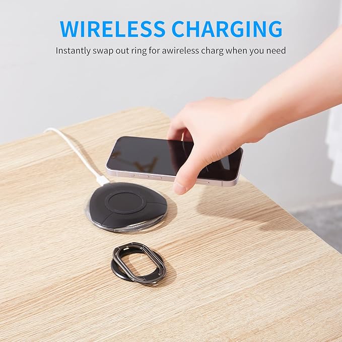 Magnetic Phone Ring Holder for MagSafe Removable Finger Ring Grip Kickstand Cellphone Stand Mag Safe Accessories for iPhone16/15/14/13/12 Series Black