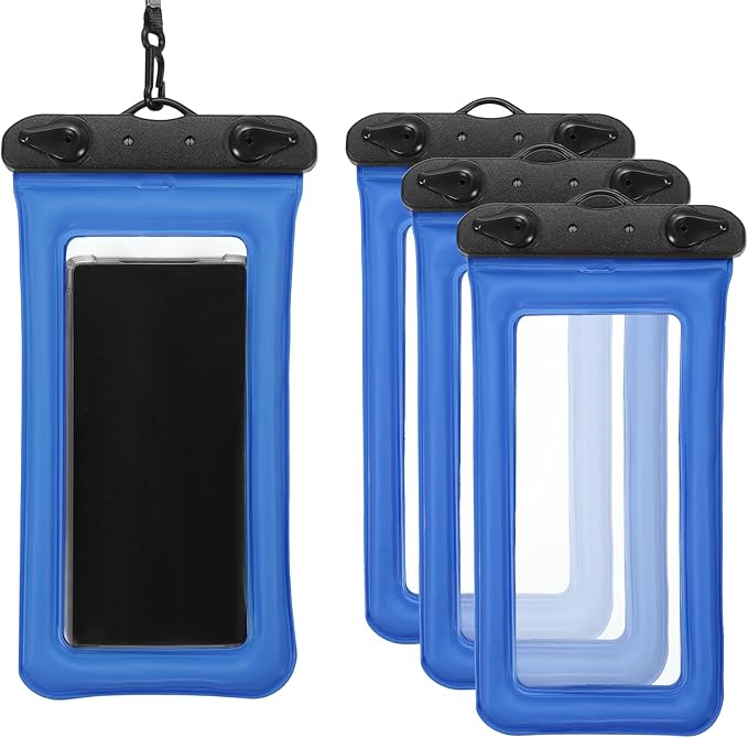 PATIKIL 3Pcs Waterproof Phone Pouch Floating No Sink Universal Cellphone Dry Bag Waterproof Phone Case for Kayaking Beach Swimming Hiking, Blue