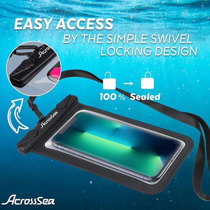[2 Pack] Waterproof Phone Pouch[Up to 7"], IPX8 Universal Waterproof Dry Bag Underwater Case with Lanyard Compatible with iPhone 13 Pro/12/11/XR/X/8, Galaxy S22, Pixel/OnePlus - Black/White