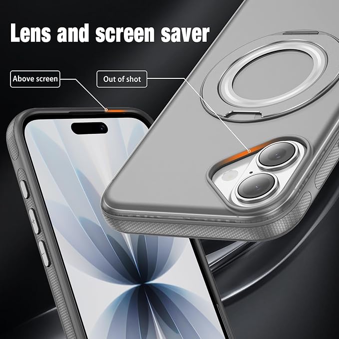 for iPhone 17 Case [Compatible with Magsafe] [15 FT Military Grade Drop Protection] with Screen Protector & Lens Protector,Shockproof Kickstand Phone Case for iPhone 17 (Gray)