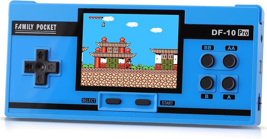 Handheld Game for Kids, 10 Preloaded Classic Retro Games, 3.0'' IPS Screen Portable Gaming Device, Rechargeable Video Game Player, Mini Arcade Travel Electronic Toy Gifts for Boys and Girls (Blue)