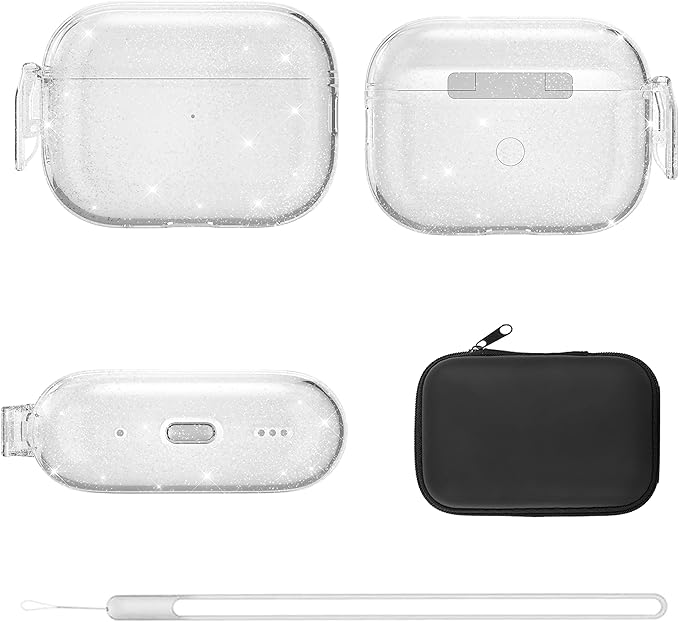 Valkit Compatible Airpods Pro 2 Case Clear with Lock, Shockproof AirPods Pro 2nd/1st Generation Case Soft Transparent Protective Cover with Lanyard iPods Pro 2 Skin for Airpods Pro 2nd/1st Gen