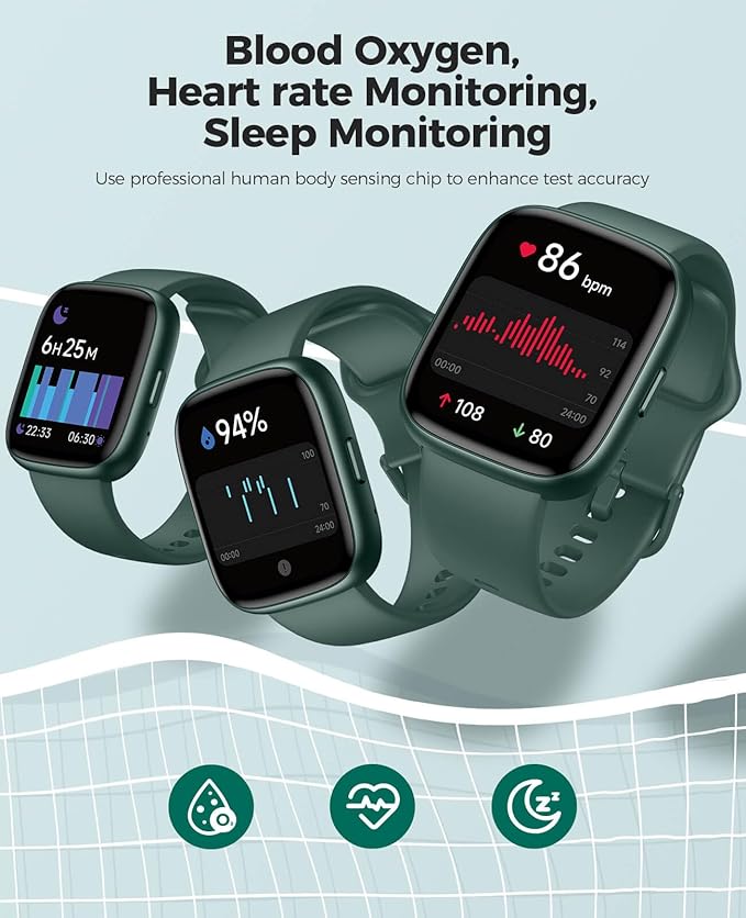 SOUYIE Smart Watches with Women and Men for Android and iPhone, 100+ Fitness Tracker Smartwatch, IP68 Waterproof, Health Monitor for Heart Rate, Sleep & Stress