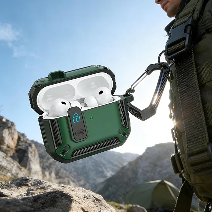 for AirPods Pro 2 Case for AirPods Pro2rd Gen | Full Drop Protection with Carabiner Keychain | Cute AirPods Pro 2st/1nd Generation Case for Men Women