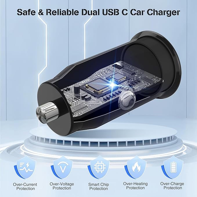 USB C Car Charger for iPhone 17 16 15 Pro Max,40W Dual Port USB-C & USB-A Car Fast Charging Adapter,2X10FT C to C Cable & A to C Carplay Cable for iPhone 17 16 15 Series/iPhone Air,iPad,Samsung-Black