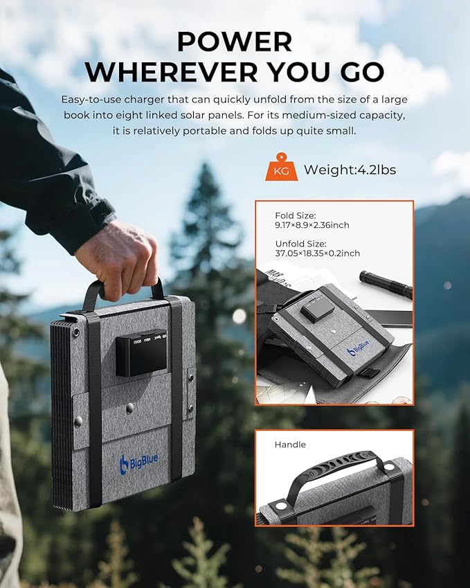 BigBlue 28W Solar Panel Charger with Dual USB and BigBlue 60W Solar Panels with Tripe Outputs
