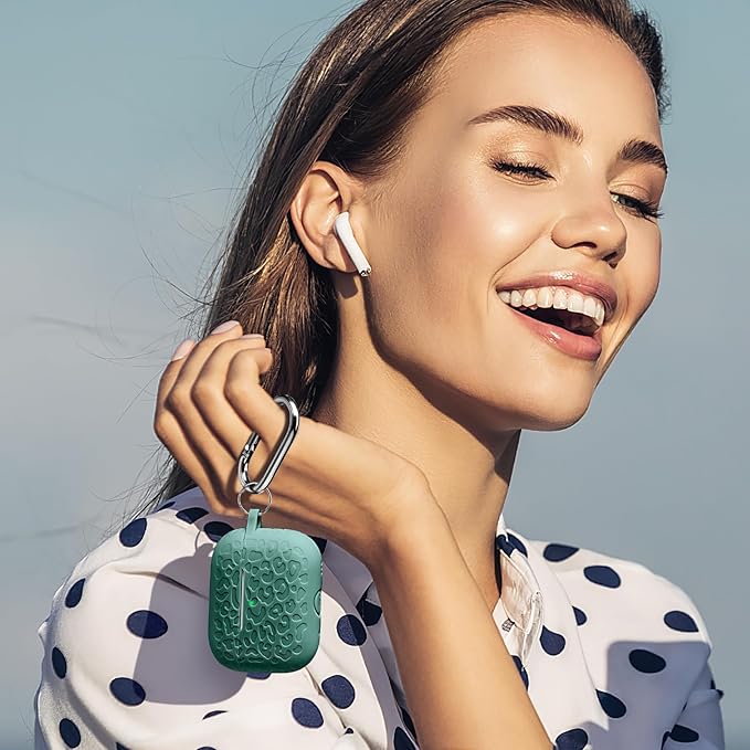 for Airpods Pro 2nd Generation Case,Engraved Soft Silicone Skin Cover Full Protective Case Compatible with Apple AirPods Pro 2nd,Front LED Visible (Pinggreen, AirPods Pro 2/1)