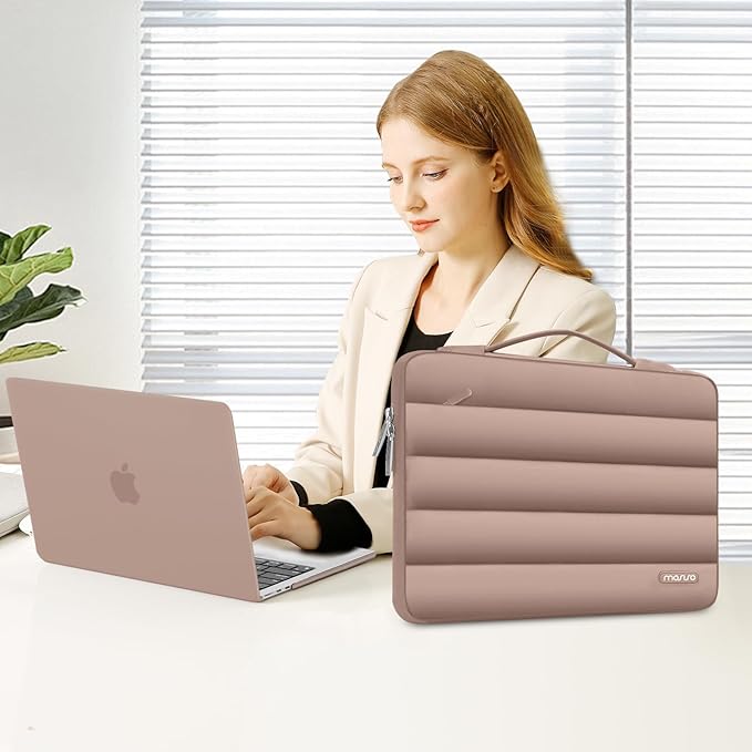MOSISO Compatible with MacBook Air 13 inch Case M5 2026 M4 2025 M3 M2 2024-2022 A3449 A3240 A3113 A2681, Hard Case&Puffy Bag&Keyboard Cover&Webcam Cover&ScreenFilm for MacBook Air 13.6, Bronze Brown