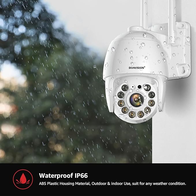 BOAVISION 2K Security Camera Outdoor, Wireless WiFi IP Camera Home Security System 360° View,Motion Detection, auto Tracking,Two Way Talk, pan Tile Full Color Night Vision 5G/2.4G WiFi