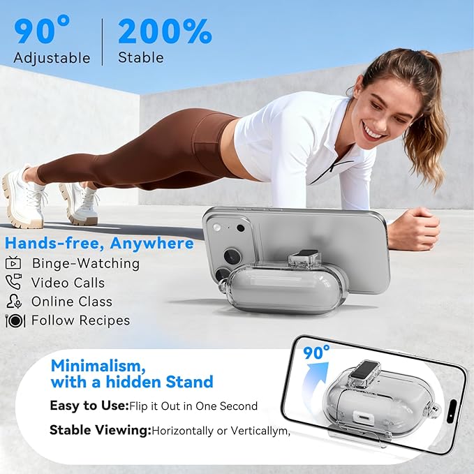 for AirPods Pro 3 Case 2025 with Phone Stand & Secure Lock, Auto-Open Clear Case Cover Compatible with Apple AirPods Pro 3rd Generation with Cleaning Kit & Keychain