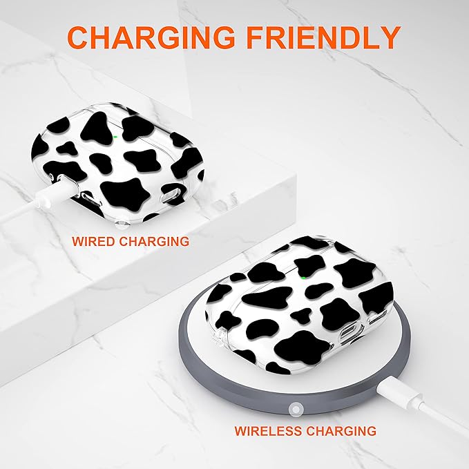 Maxjoy for AirPods Pro 2nd Generation Case, Clear AirPods Pro 2 Case for Women Girly Cute Protective AirPod Pro 2 Cover with Keychain Strap for AirPod Pro 2nd Gen Cover 2023/2022, Cow Print