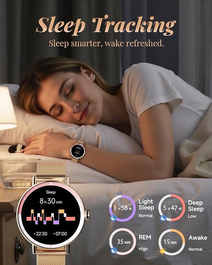 TOOBUR Smart Watch for Women with Two Bands, 40mm HD Smartwatch, Compatible with Android & iOS, Answer/Make Calls, Fitness Watch with Step/Sleep/HR Tracker, IP68, Stylish Gift, Rose Gold