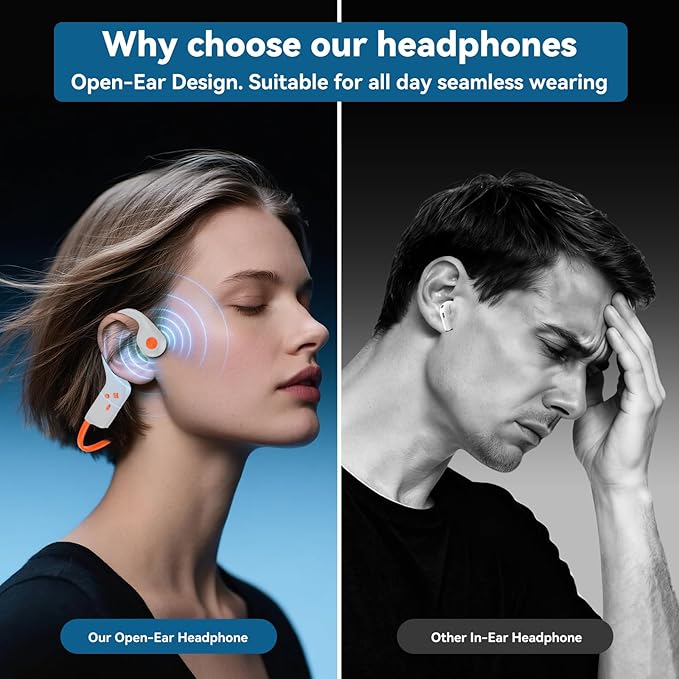 Fanisic 2026 Bone Conduction Headphones, Bluetooth 6.0 Open Ear Headphones with Mic, Type-C Quick Charge. Long Battery Life, IPX5 Sweatproof, Lightweight Comfortable for Office, Sports, and Driving