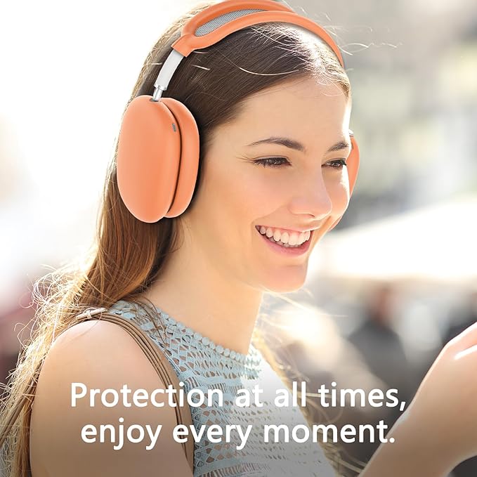 Silicone Case Cover for AirPods Max Headphones, Ear Pad Case Covers/Ear Cups Covers/Headband Cover for AirPods Max (USB-C/Lightning)(2024/2020), Soft Silicone Accessories for Apple AirPod Max, Salmon