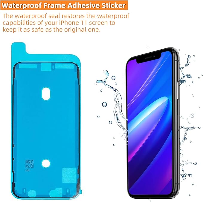 for iPhone 11 Screen Replacement 6.1 3D Touch Screen LCD Display Digitizer for A2111, A2223, A2221 Cell Phone Repair Kits+ Waterproof Frame Adhesive Sticker+Screen Tempered Protector+Face ID