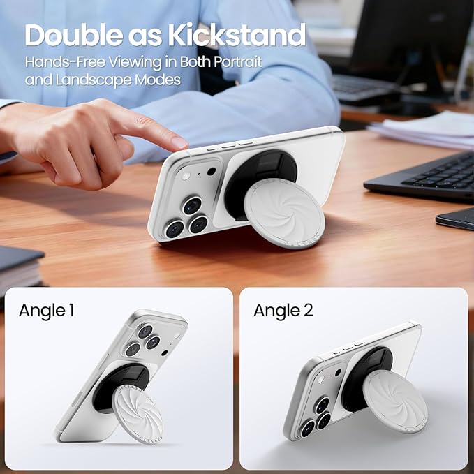 ORNARTO Vortuxe for MagSafe Phone Grip with Kickstand, Soft Liquid Silicone Finger Loop Grip, Phone Ring Holder for Back of Phone, Premium Build & Comfy Touch, White