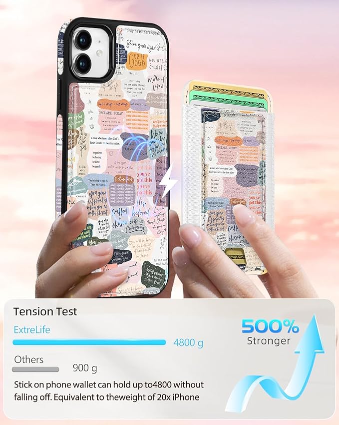 Shorogyt for iPhone 11 Wallet Case - Fits 5 Cards, Compatible with Magsafe Detachable Magnetic Credit Card Holder Leather Cardholder Cute Phone Cover Women Girls for Apple 11, Collage