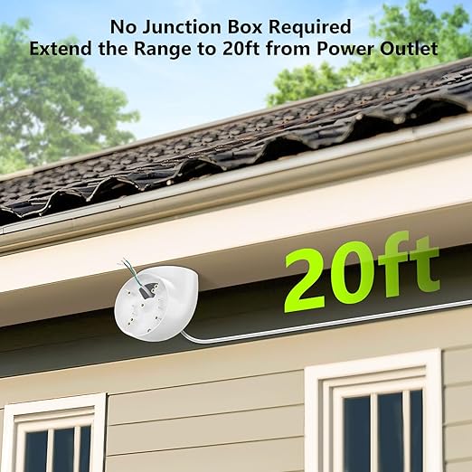 Eave Mount with Power Cable for Floodlight Cam Wired Plus/Pro, Google Nest Cam,Blink Floodlight Cam with 20ft Charging Cable Adapter, No Junction Box Need-(2in1 Plug in Mount&Cord Set)