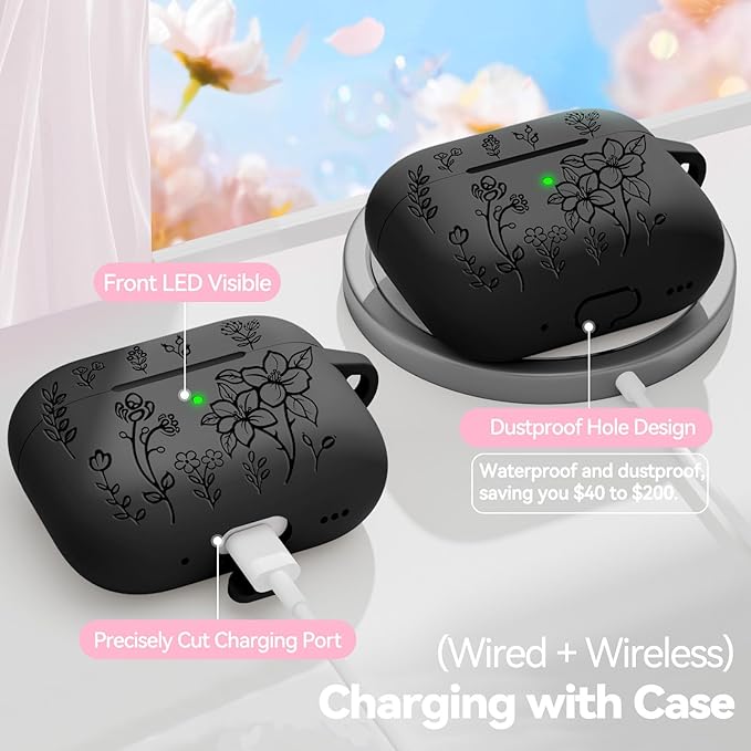for AirPods Pro 3 Case, Soft Silicone Airpod Pro Case Cover with Keychain & Cleaning Kit Compatible with AirPods Pro 3rd Generation 2025 for Women Girly, Anti-Scratch