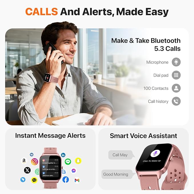Smart Watch for Women Men - Answer/Make Call, Fitness Tracker Smartwatch for Android iPhone Compatible, 120+ Sports Modes Step Counter Sleep Female Cycle (Sakura P)