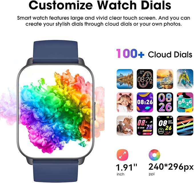 Smart Watch (Answer/Make Call) for Women Men, Fitness Tracker with Heart Rate, Blood Oxygen, Sleep Tracker, IP68 Waterproof Fitness Watch Step Calorie Counter Pedometer Compatible iPhone & Android