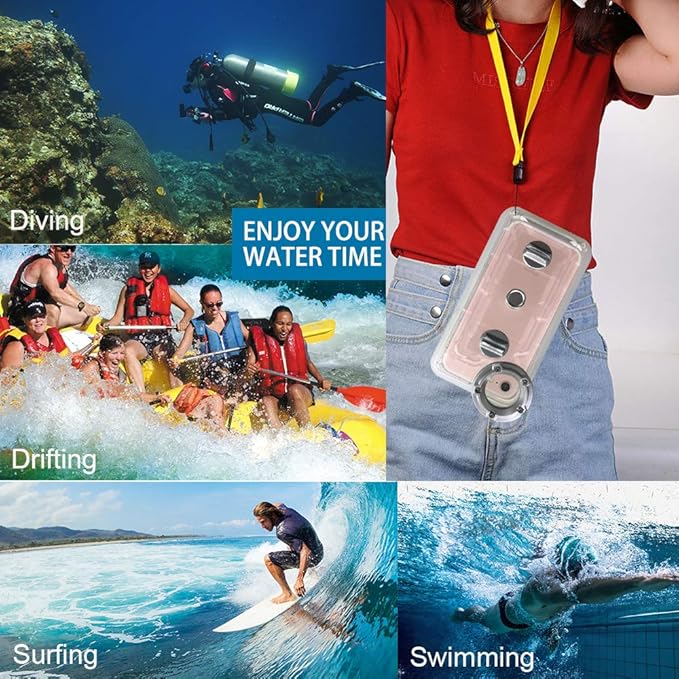 Underwater Photography Waterproof Phone Case Pouch for iPhone 6/7/8 Enhanced Underwater Cell Phone Dry Bag with Armband O Lens Ring Full Sealed Waterproof Case IPX8 Certified