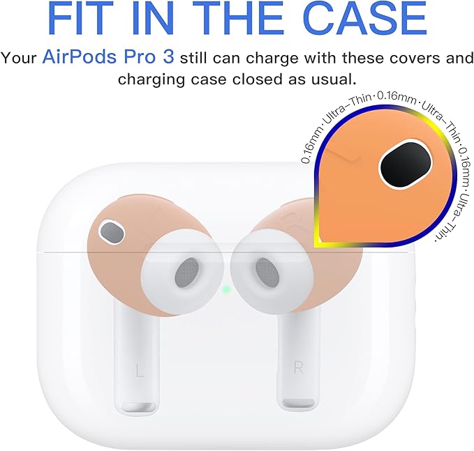 [Fit in Case] 3 Pairs Cover for AirPods Pro 3 DamonLight Anti Scratches Add Grip Sport Ear Tips [US Patent Registered] Compatible with AirPods Pro 3rd Generation 2025 (Orange)