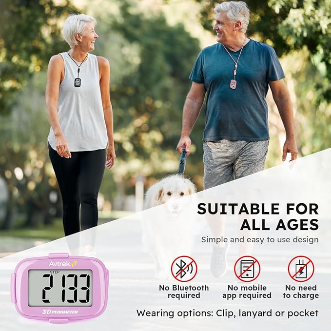 3D Step Counter Clip On with LED Backlight Pocket Pedometer for Walking Outdoor Activities Fitness Tracker Without Smartphone