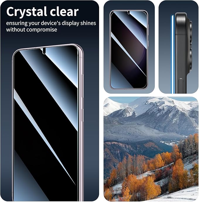 3*Privacy Screen Protector for Samsung Galaxy S22/S23 with a Installation Alignment Aid, Anti-Spy Tempered Glass Film, Dark Private Black Protection, [Shatterproof][ Shockproof]