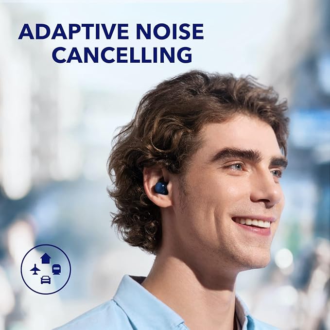 Soundcore by Anker Space A40 Auto-Adjustable Active Noise Cancelling Wireless Earbuds, Reduce Noise by Up to 98%, 50H Playtime, Hi-Res Sound, Comfortable Fit, App Customization(Renewed)