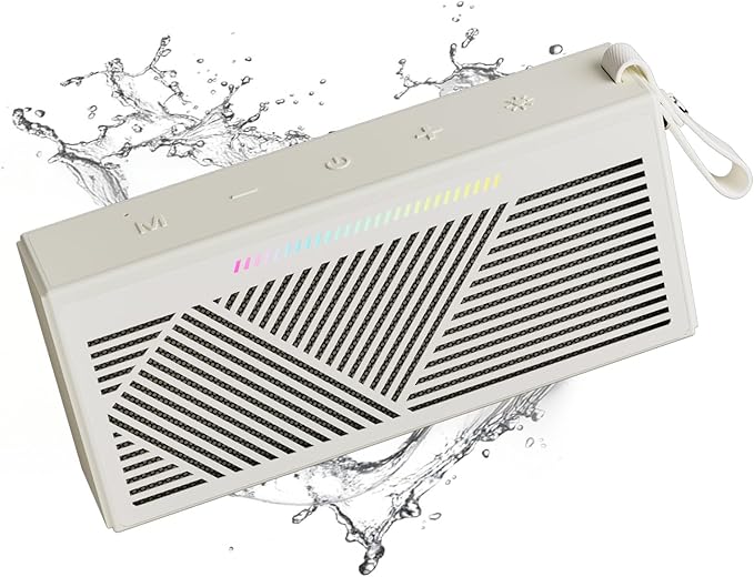 Bluetooth Speaker, Portable Wireless Bluetooth Speakers with HD Sound, IPX5 Waterproof Speaker with RGB LED Lights, Bluetooth5.3, TWS Pairing, Long Playtime, for Home/Party/Outdoor/Beach/Bathroom