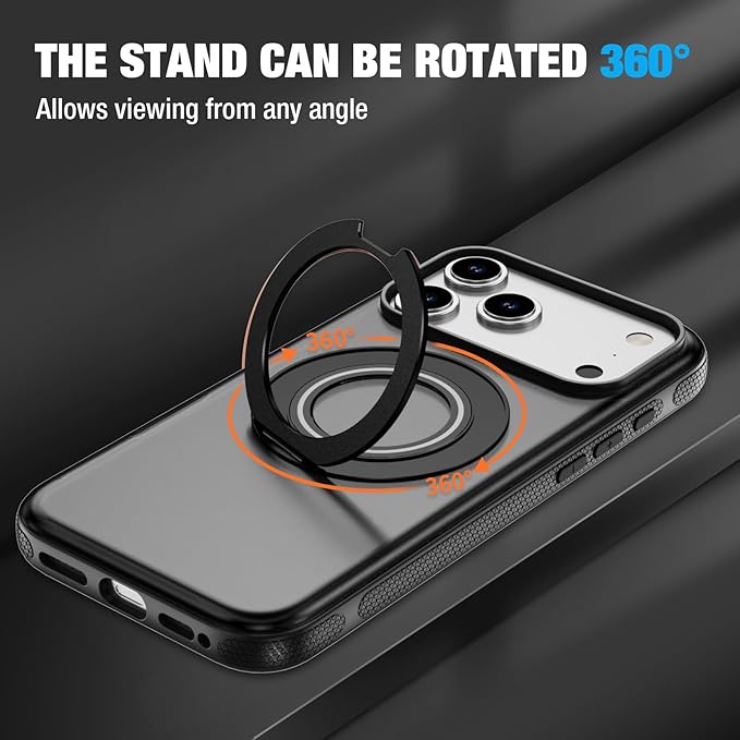 for iPhone 17 Pro Max Case [Compatible with Magsafe] [15 FT Military Grade Drop Protection] with Screen Protector & Lens Protector,Shockproof Kickstand Phone Case for iPhone 17 Pro Max (Black)