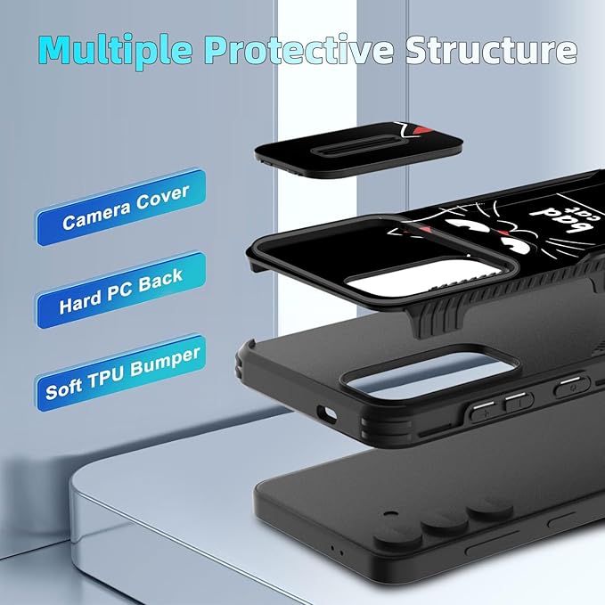 for Galaxy S26 Case Built in Slide Camera Lens Cover,Heavy Duty Shockproof Protection Dual Layer Case for Samsung Galaxy S26 6.3" 2026,Funny Cat