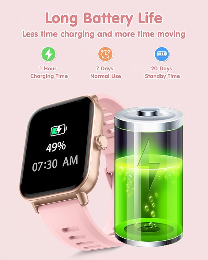 Kids Smart Watch, Kids Watch No Phone Needed Heart Rate & Sleep Tracker, Stress & SpO2 Monitor, 1.8" Fitness Tracker Step Counter, Alarm Clock, Games, Swimming Watch for Boys Girls Teens Aged 5+