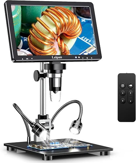 Leipan DM12 Digital Soldering Microscope 2000X, 10.1" Coin Microscope, HDMI