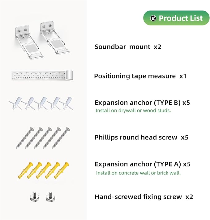 ELETIUO Soundbar Wall Mount Bracket for Samsung, LG, Sony, JBL, Vizio, Sonos and More, Depth Adjustable 3.5”-6.1”,Hold up to 30 Lbs,Soundbar Shelf Under TV, Clear