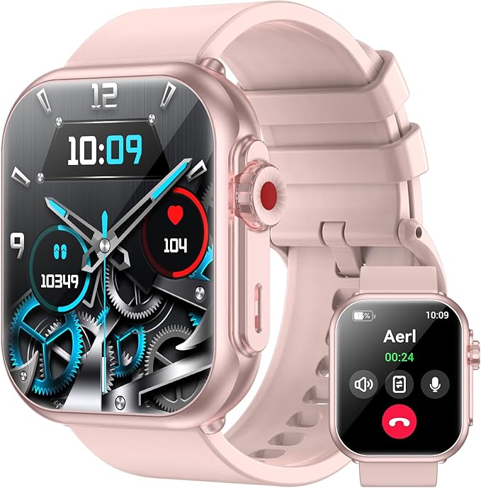 Smart Watch for Men Women with 100-Day Standby, Bluetooth Calls, 1.85" HD Fitness Tracker with 110+ Sport Modes, IP68 Waterproof, 24/7 Heart Rate/Sleep Monitor, Compatible with Android/iOS (Pink)
