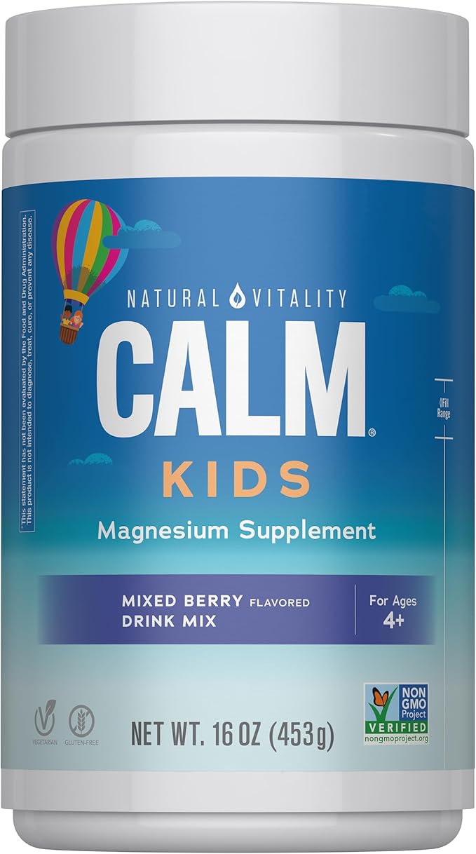 Natural Vitality Calm Sleep, Melatonin & Magnesium Citrate, Sleep Aid Drink Mix, GABA, Sleep Aid, Vegan, Gluten Free & Non-GMO, Mixed Berry Flavored, 16 oz